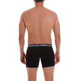 Unico Boxer Long Leg Suspensor Cup NEBULOSO Black Cotton