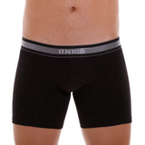 Unico Boxer Long Leg Suspensor Cup NEBULOSO Black Cotton