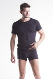 Unico Classic Crew Neck Short Sleeve T-Shirt VOLATIL & Boxer Black Set in Cotton