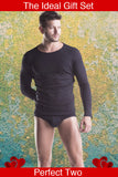 Unico Classic Unico Long-sleeved T-Shirt and Black Briefs Cotton Gift Set