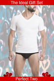 Unico Classic V-Neck Short Sleeve T-Shirt TONIC WHITE & Brief Intenso Microfiber Set